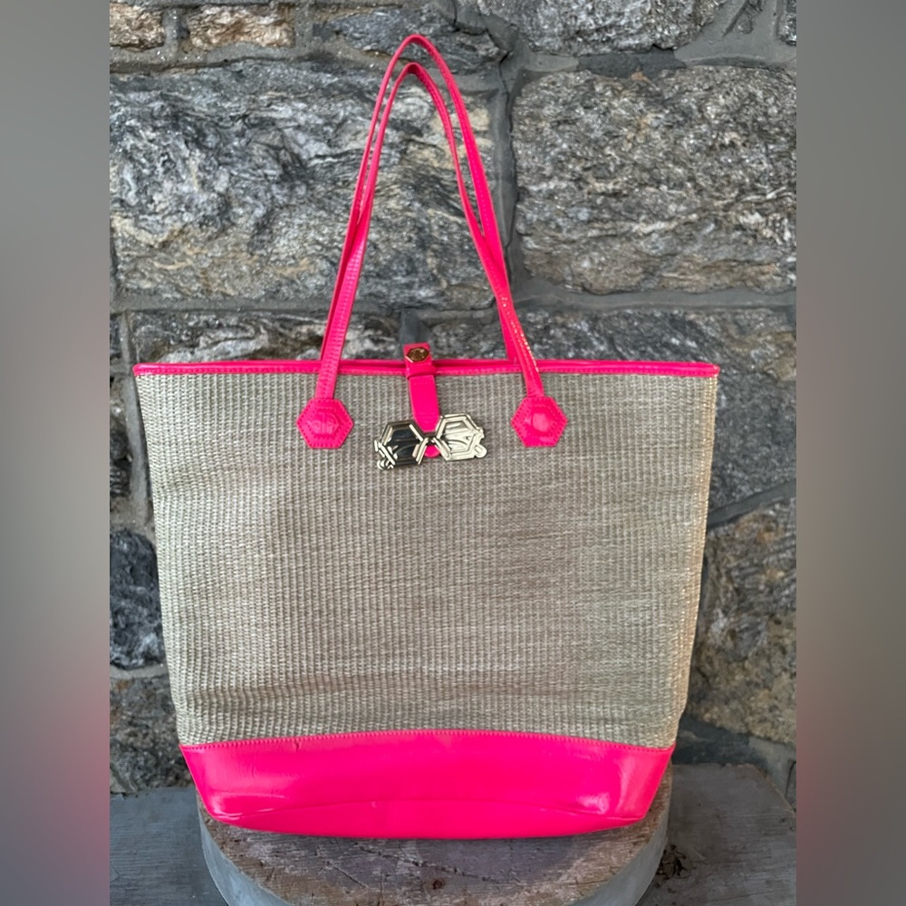 Jonathan Adler Pink and Tan Travel Bag